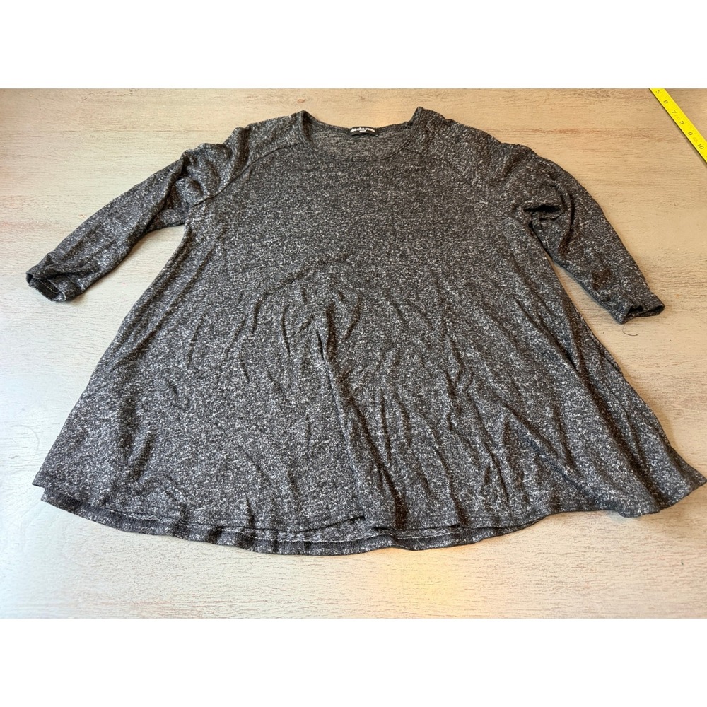 Cha Cha Vente Womens Small Gray Marled Knit Babydoll Tunic Top Long Sleeve